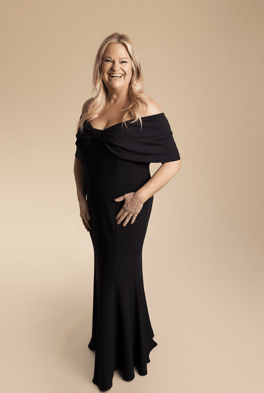 Fit-and-Flare Crepe Gown