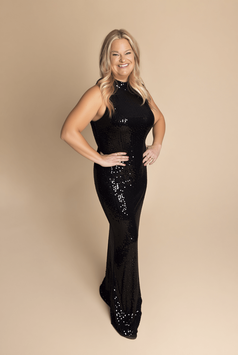 Fit-and-Flare with Sequins and Bow Detail