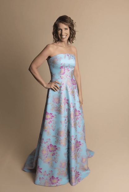 Metallic Jacquard A-Line Evening Gown