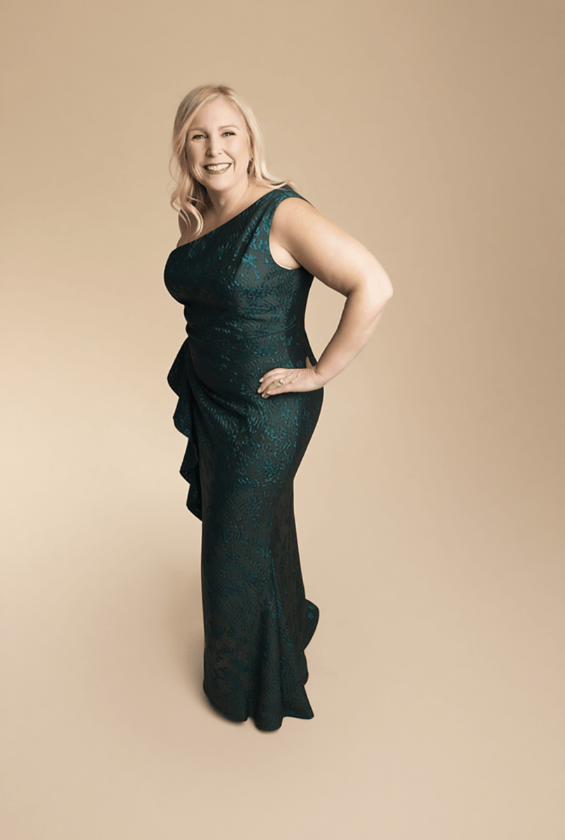 One Shoulder Jacquard Fitted Evening Gown