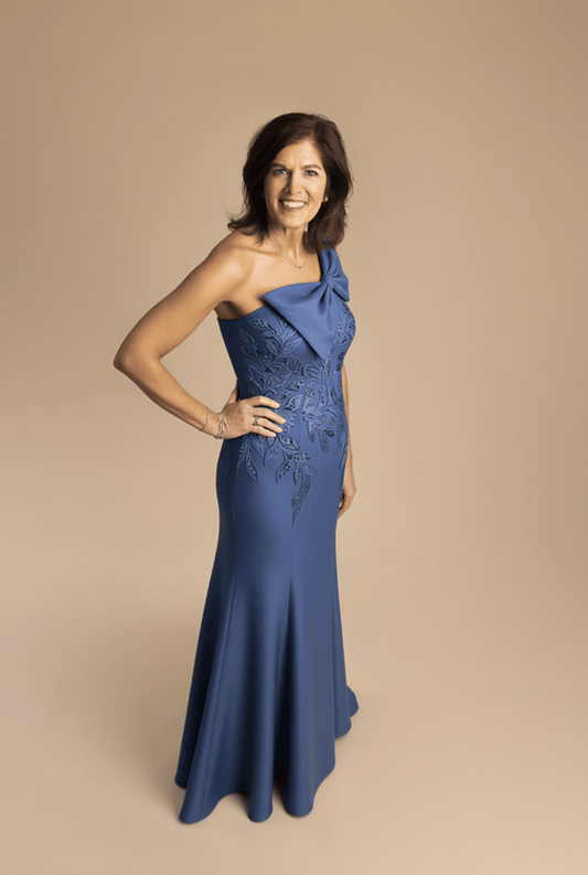 One Shoulder with Floral Lace Applique