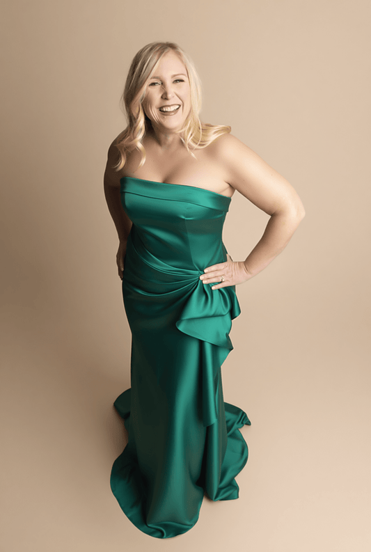 Strapless with Draping Bow Accent