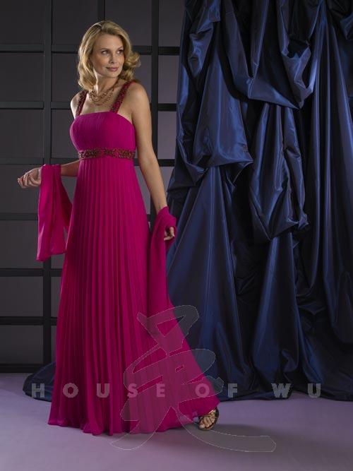 Chiffon Dress with Pleated Empire Flare and Stole - The Queen's Lace