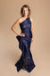 Jacquard One Shoulder Gown - The Queen's Lace