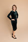 Long Sleeve Dress with Wrap Waist - Short Length in Stretch Velvet - The Queen's Lace