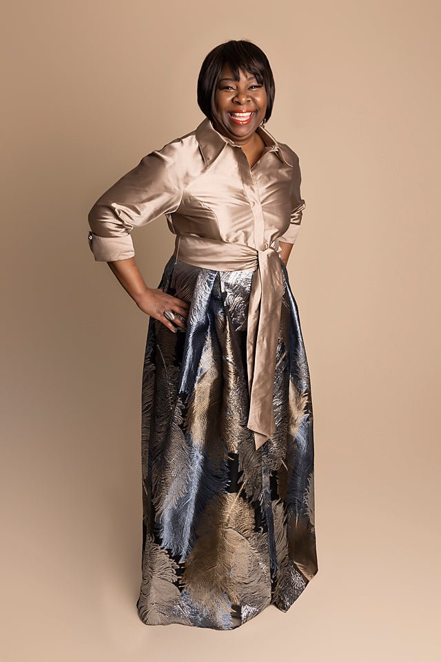Long Sleeve, Multi-Colored, Taffeta Skirt - The Queen's Lace