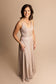 Sleeveless, Long Dress in Shimmering Blush, Stretch Tafetta - The Queen's Lace