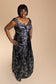 Sleeveless, V-Neck with Metallic Print in Stretch Taffeta - The Queen's Lace