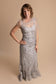 Sleeveless with Wrap, Lace and Tewl, A-Line, Grey - The Queen's Lace