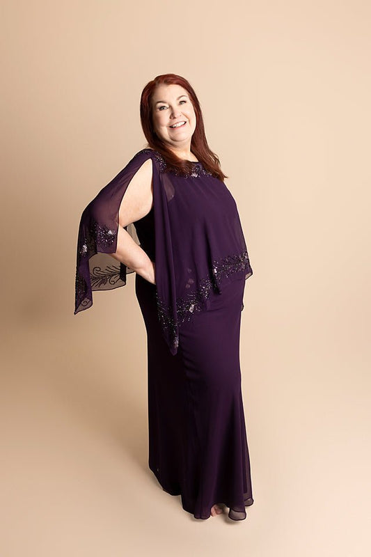Sleeves with Cape, Beaded Neckline and Waist - The Queen's Lace